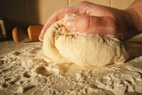 Preparation of Bread Dough Stock Photos