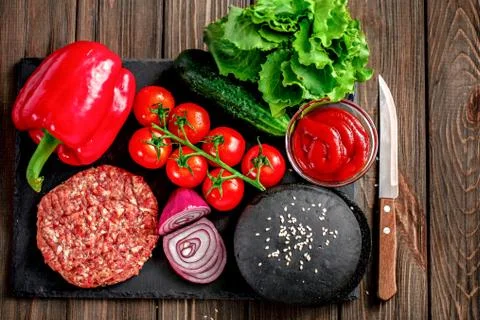 Preparation of burger Stock Photos