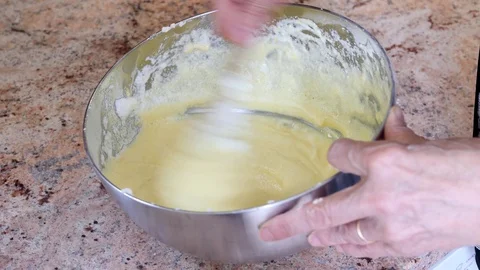 Preparation of the cake dough. Mixing. Stock-Footage 94966331