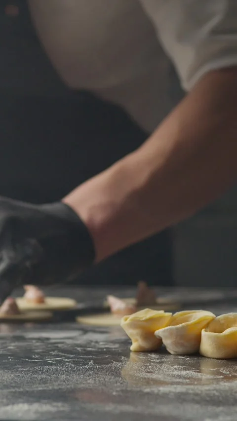 Preparation Of Cappelletti Pasta On The Flour Stock Footage 273229227