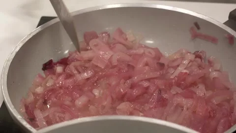 Preparation of caramelized onions Video stock 266712538