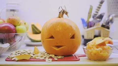 Preparation for the celebration of Halloween Stock Footage 97782249