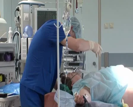 Preparation for cesarean section Stockbeeldmateriaal 8956036