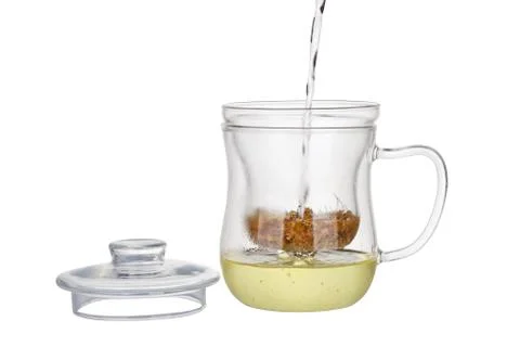 Preparation of the chamomile tea Stock Photos