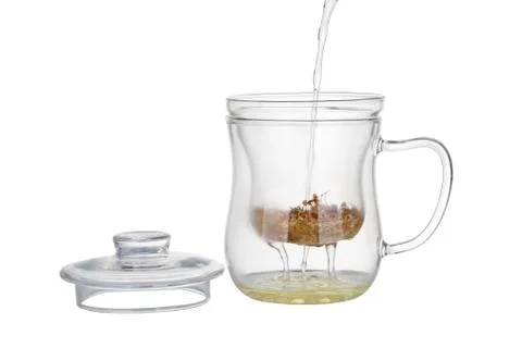 Preparation of the chamomile tea. Stock Photos