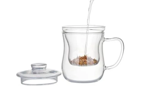 Preparation of the chamomile tea. Stock Photos