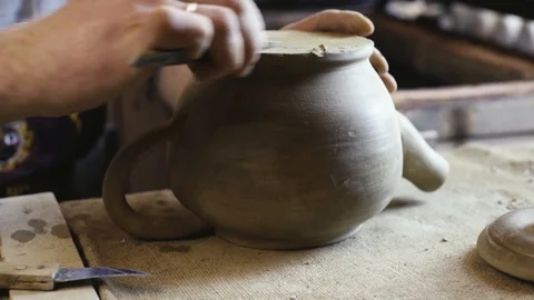Preparation of the clay kettle Video stock 87496596