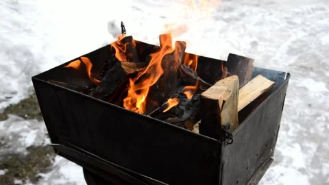 Preparation the coals for a barbecue Stock Footage 303352124