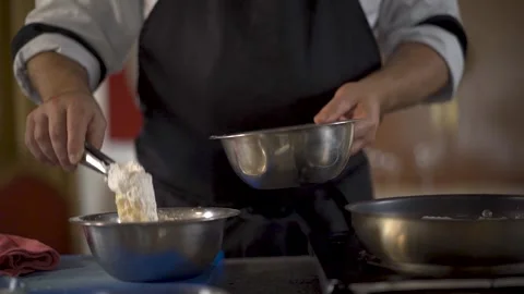 Preparation of cod to make fish and chips Stock Footage 278235405