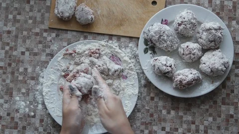 Preparation of cutlets in flour Stock Footage 101661790