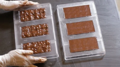 Preparation of dark chocolate bars Stock Footage 94229500