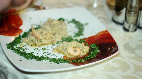 Preparation of a dish in the table Video stock 32110519