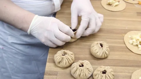 Preparation dough for baking small cakes with cherries Video stock 70004283