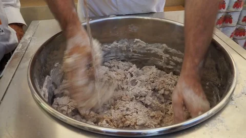 Preparation dough for pizza Stock Footage 90794336