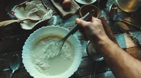 Preparation of the dough in a rustic kitchen Stock Footage 62610648