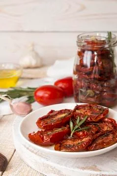 Preparation dried tomatoes Stock Photos