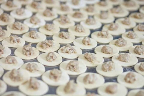 The preparation of dumplings, rolling pin Stock Photos