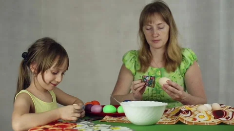 Preparation of Easter eggs, the feast of the passover Stock Footage 61584617