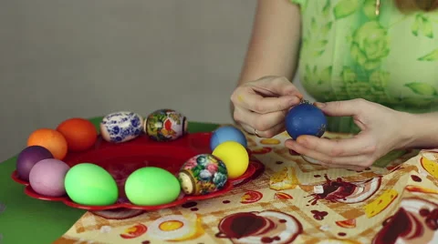 Preparation of Easter eggs, the feast of the passover Stock Footage 61586271