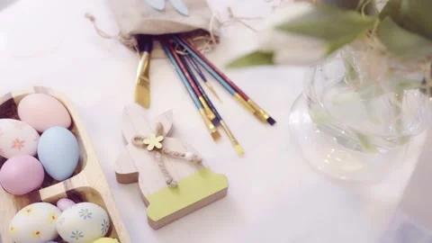 Preparation for Easter. Painting and coloring Easter eggs, Easter traditions. Stock Footage 236341666