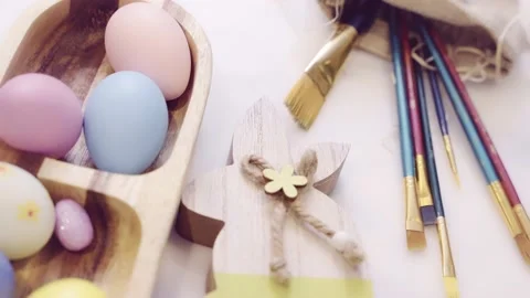 Preparation for Easter. Painting and coloring Easter eggs, Easter traditions. Stock Footage 236341746