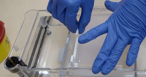 A preparation for electrophoresis. Stock Footage 165002344