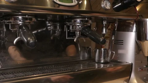 Preparation of espresso machine for coffee Stock Footage 89666322