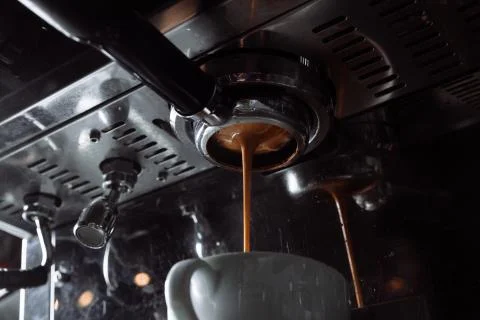 Preparation of espresso. Stock Photos