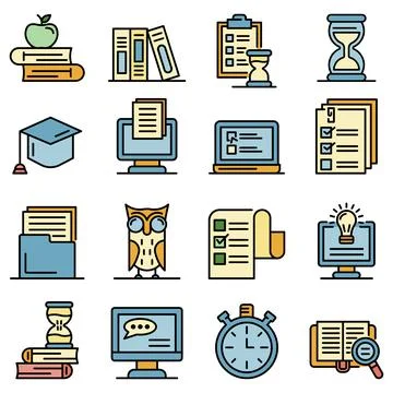 Preparation for exams icons vector flat イラスト素材
