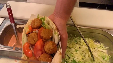 Preparation a Falafel Kebab Stock Footage 121084336