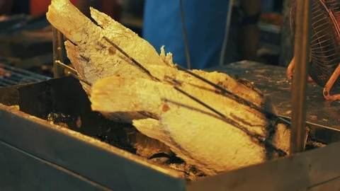 Preparation of fish in a salted crust Stock Footage 93713541