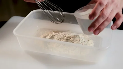 Preparation of flash paste for frying sushi. Close-up. Transparent glass. Stock Footage 87012436