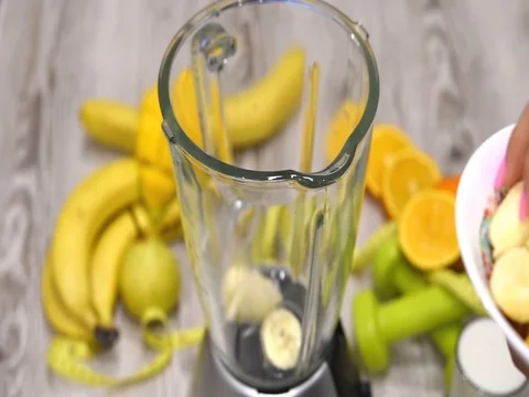 Preparation of fruit cocktail Stock Footage 74359040