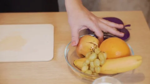 Preparation of fruit salad Stock Footage 81906067