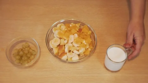 Preparation of fruit salad Stock Footage 81906198