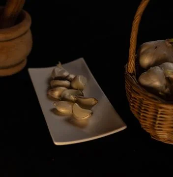 Preparation of the garlic Stock Photos