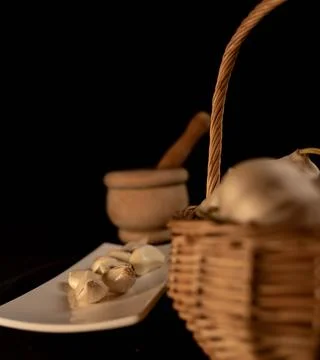 Preparation of the garlic Stock Photos