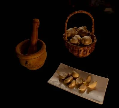 Preparation of the garlic Stock Photos