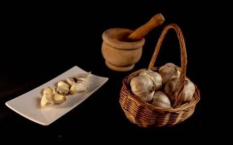 Preparation of the garlic Stock Photos