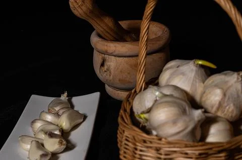 Preparation of the garlic Stock Photos