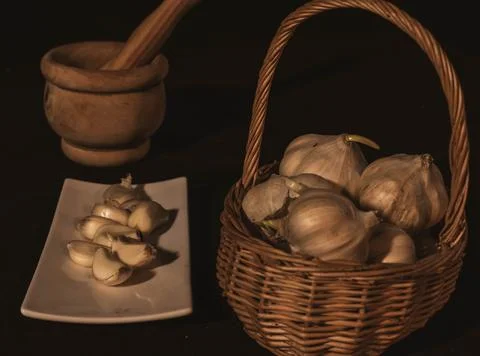 Preparation of the garlic Stock Photos