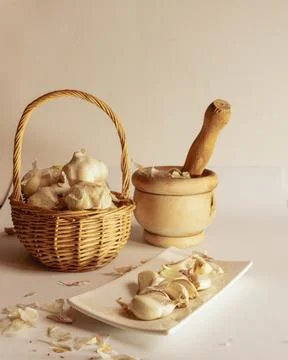 Preparation of the garlic Stock Photos
