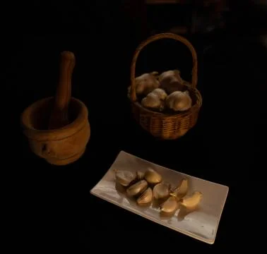 Preparation of the garlic Stock Photos