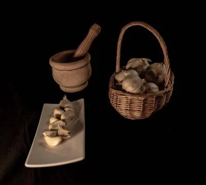 Preparation of the garlic Stock Photos