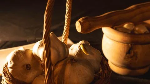 Preparation of the garlic Stock Photos