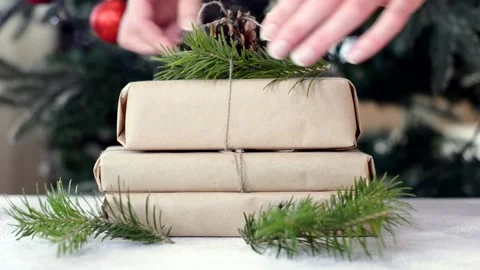 Preparation gift zero waste at home, sustainable lifestyle Stock Footage 167246666