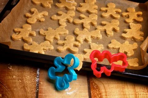 Preparation gingerbread men Stock Photos
