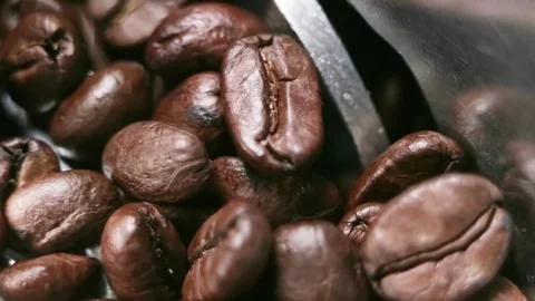 Preparation of ground coffee with a hand grinder. Extremely close-up  Stock Footage 81291874