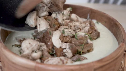 Preparation Guide for Truffled Cauliflower Mousse with Wild Mushrooms Stock Footage 281936889