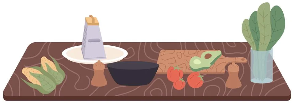 Preparation of ingredients for future dish without meat. Process of cooking Stock Illustration